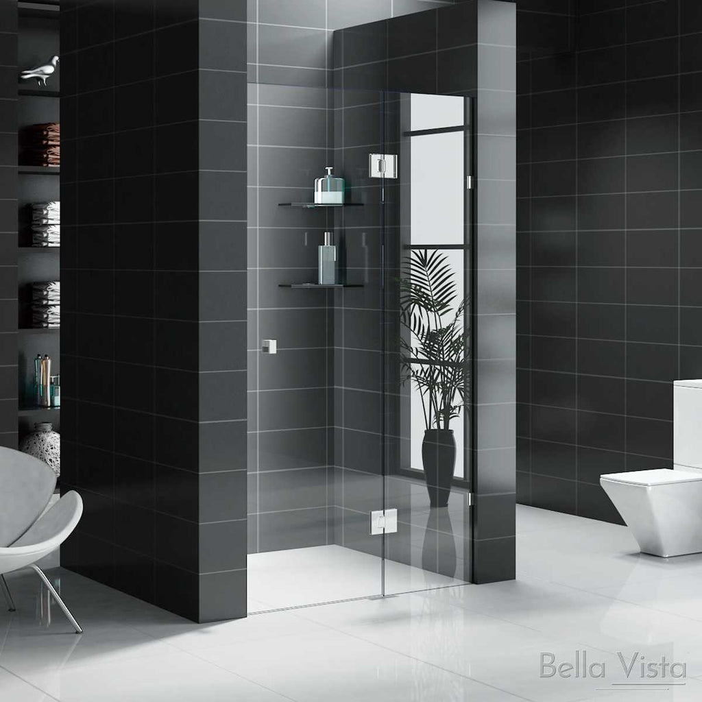 Bella Vista Custom Fully Frameless Shower Screen 2100mm - Hinge Door - Front Only - Multiple Sizes  at Hera Bathware