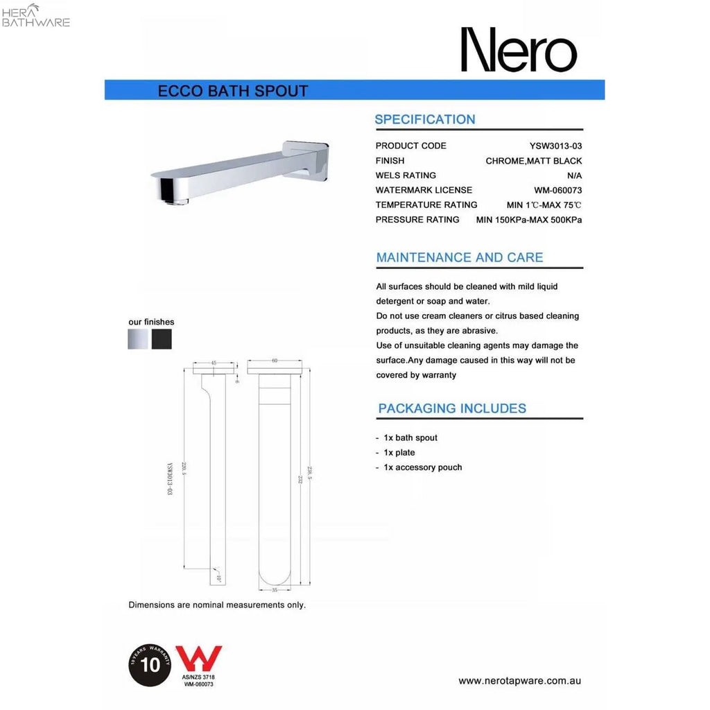 Nero ECCO Bath Spout - Brushed Nickel 187.11 at Hera Bathware