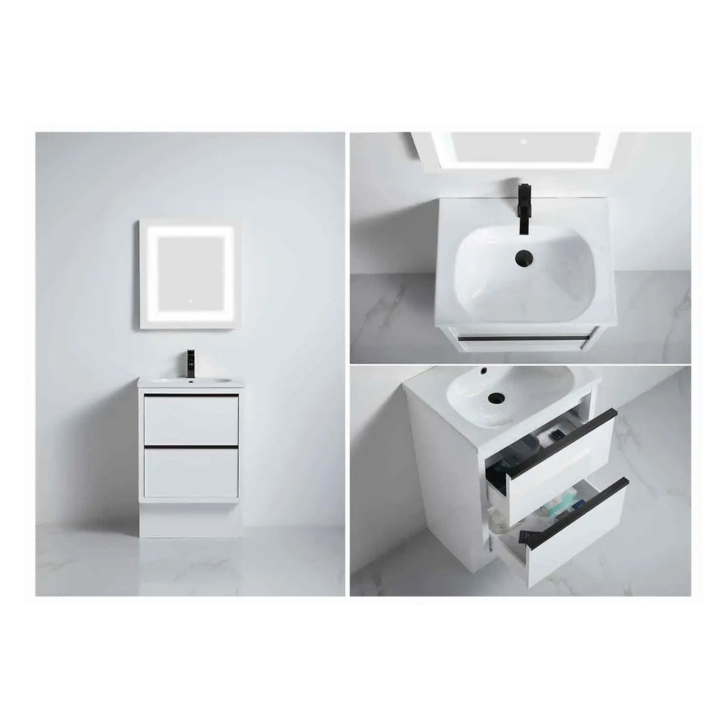 BNK Erica Gloss White Bathroom Vanity with Long Drawers handle - 600/750/900/1200/1500mm 603.00 at Hera Bathware