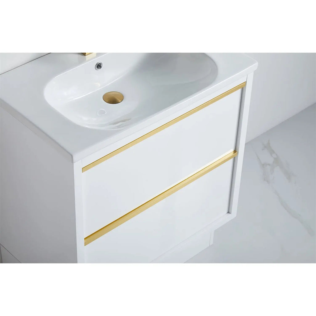 BNK Erica Gloss White Bathroom Vanity with Long Drawers handle - 600/750/900/1200/1500mm 440.00 at Hera Bathware