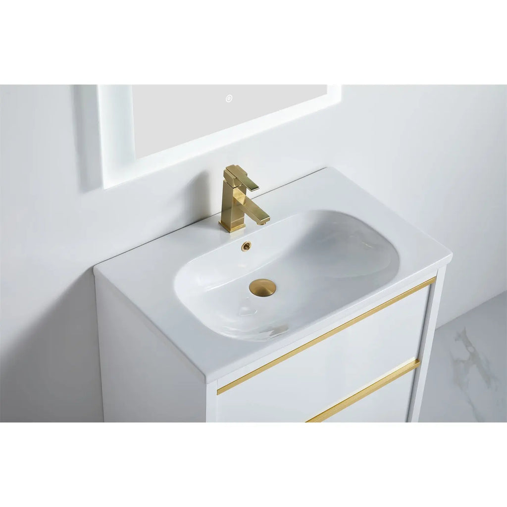 BNK Erica Gloss White Bathroom Vanity with Long Drawers handle - 600/750/900/1200/1500mm 706.00 at Hera Bathware