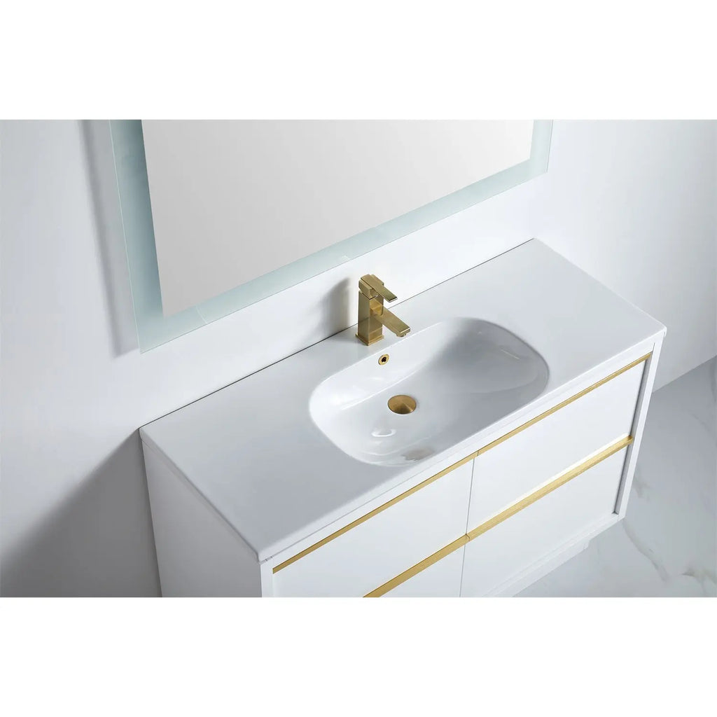 BNK Erica Gloss White Bathroom Vanity with Long Drawers handle - 600/750/900/1200/1500mm 1161.00 at Hera Bathware