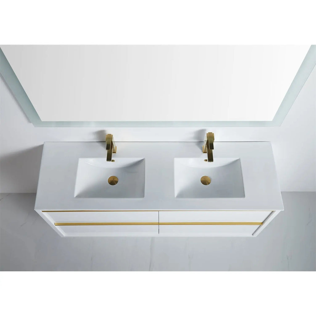 BNK Erica Gloss White Bathroom Vanity with Long Drawers handle - 600/750/900/1200/1500mm 1893.00 at Hera Bathware