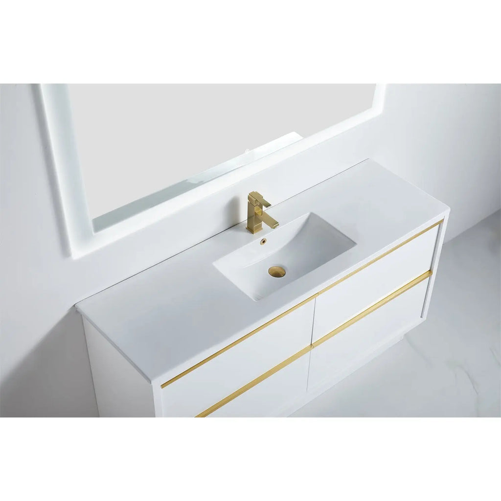 BNK Erica Gloss White Bathroom Vanity with Long Drawers handle - 600/750/900/1200/1500mm 1843.00 at Hera Bathware