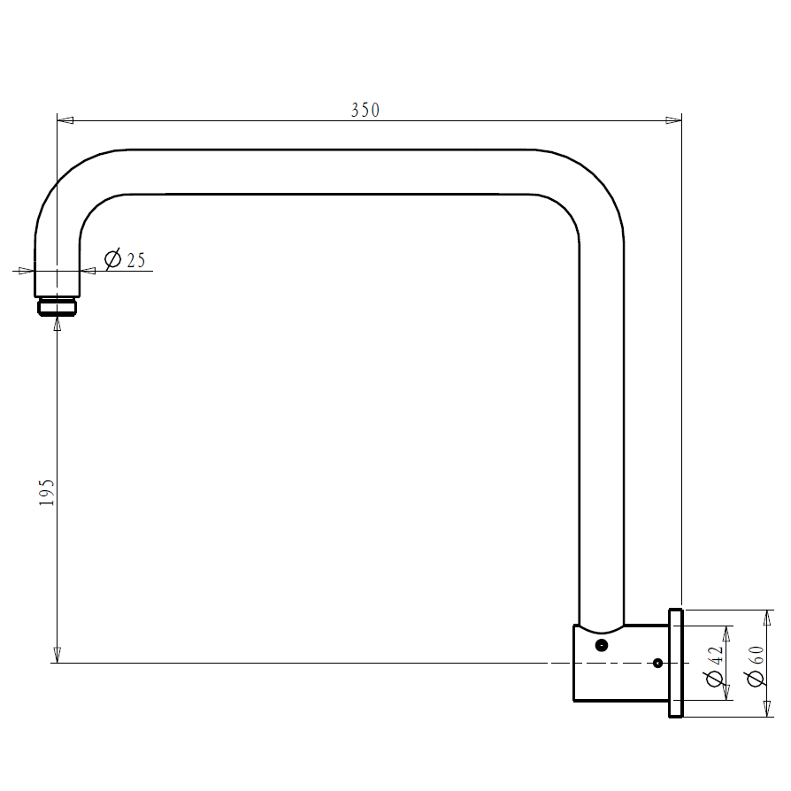 Mica Gooseneck Shower Arm - 350mm - Hera Bathware