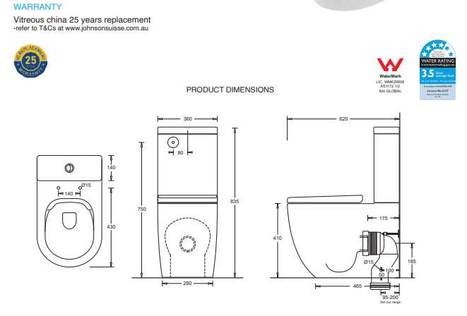Johnson Suisse Gemelli Back To Wall Closed Coupled Rimless Toilet Suite With Seat  at Hera Bathware