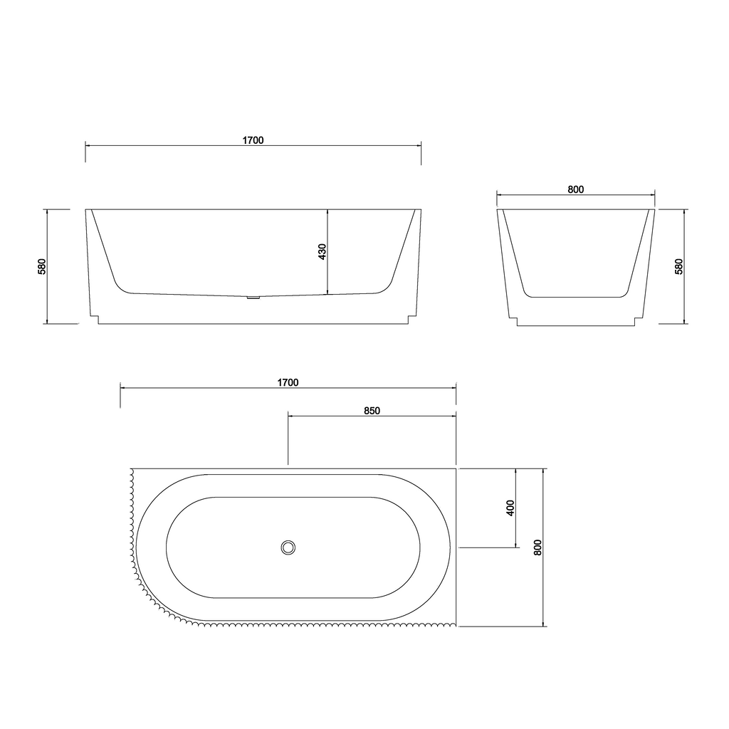 Genova Right Corner Bathtub - Hera Bathware