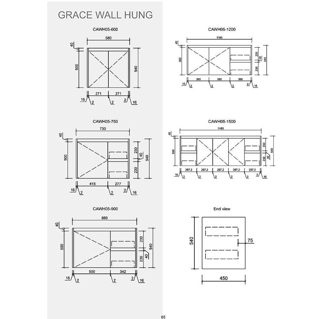 Aulic Grace Timber Look Wall Hung Vanity 600mm 485.00 at Hera Bathware