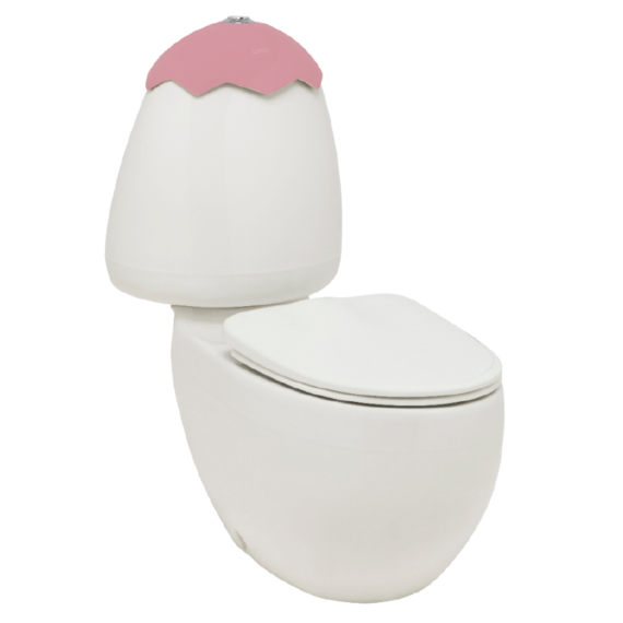 Johnson Suisse Egg Junior Close Coupled Suite, Pink Cistern Lid, Extended Pan Connector 1236.40 at Hera Bathware