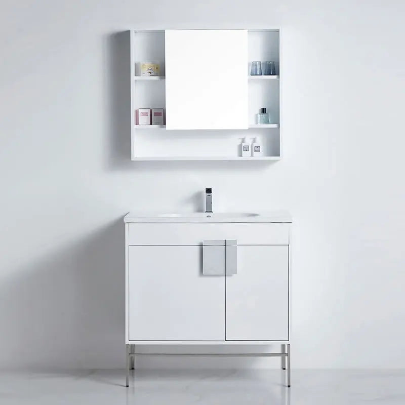 BNK Jasmine White Bathroom Vanity with Unique Square Handle 599.00 at Hera Bathware
