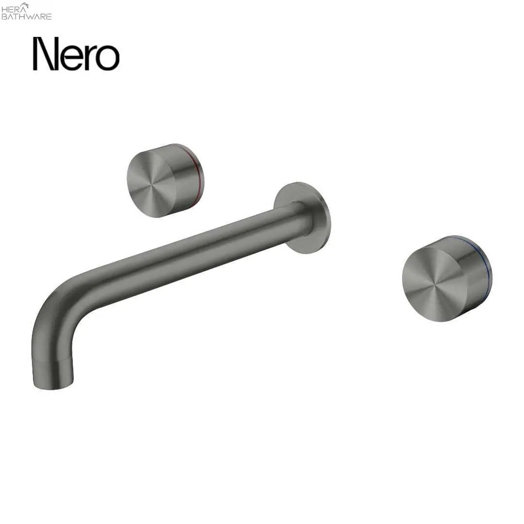 Nero KARA Gun Metal Wall Basin Set, 180/217mm  at Hera Bathware
