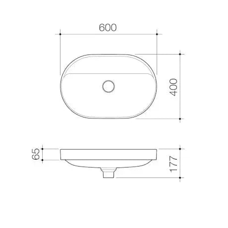 Caroma LIANO II 600MM PILL INSET BASIN WITH TAP LANDING (0 TAP HOLE) 481.19 at Hera Bathware