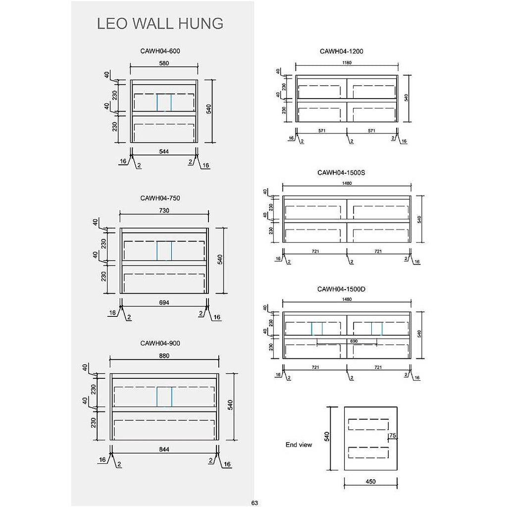 Aulic Leo Timber Look Wall Hung Vanity 600mm 485.00 at Hera Bathware