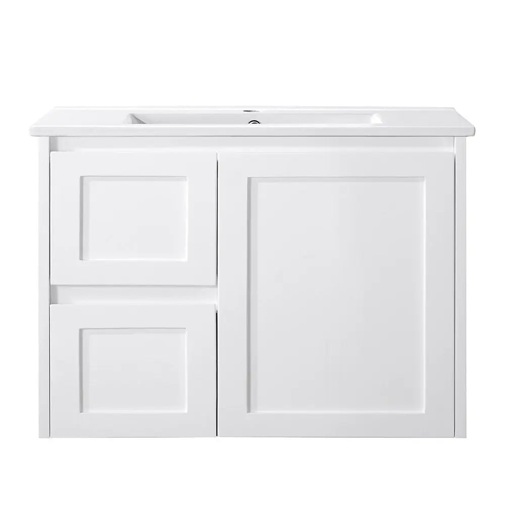 Hera Bathware Lori Gloss White Wall Hung Vanity with Drawers on Left - 750mm 499.00 at Hera Bathware