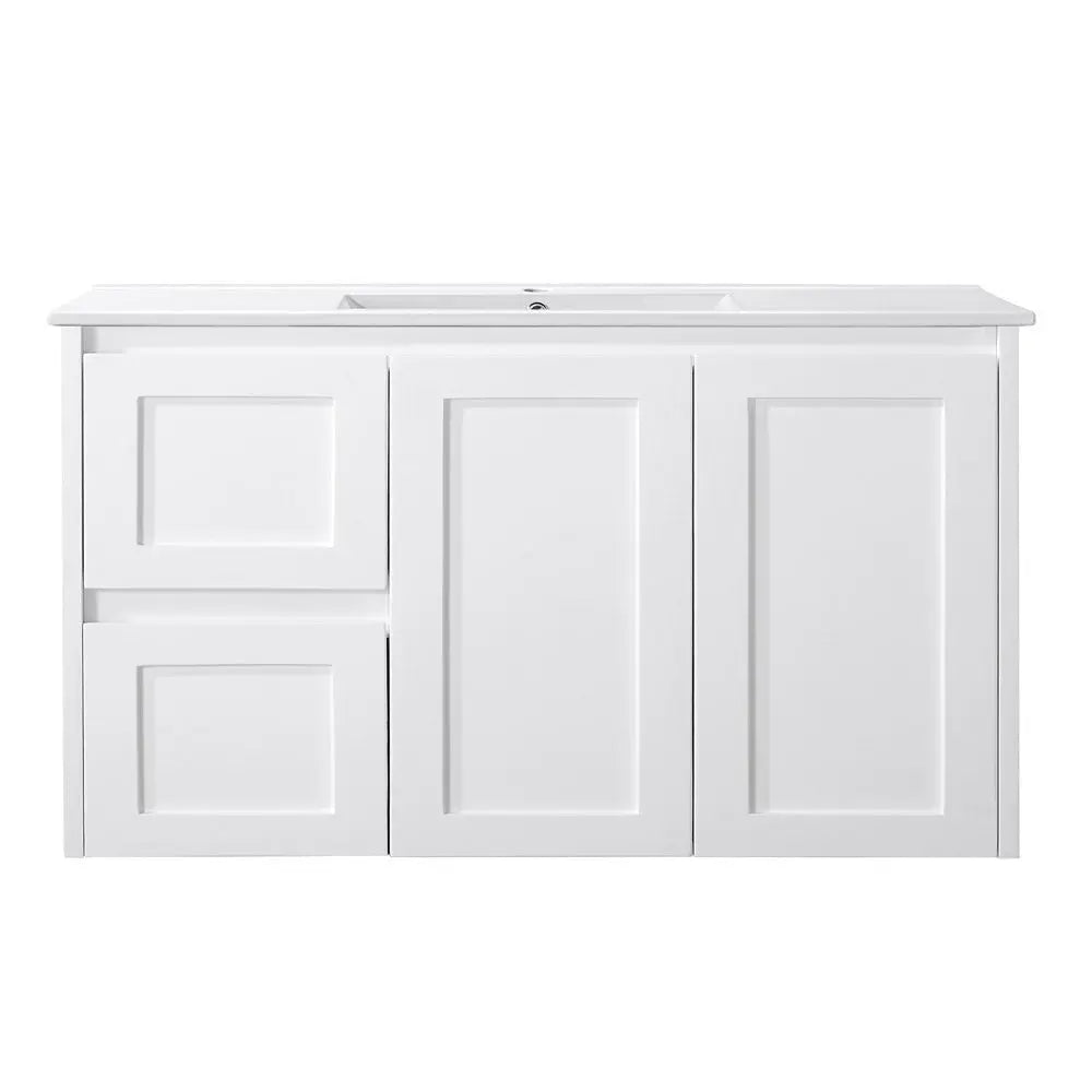 Hera Bathware Lori Gloss White Wall Hung Vanity with Drawers on Left - 900mm 539.00 at Hera Bathware