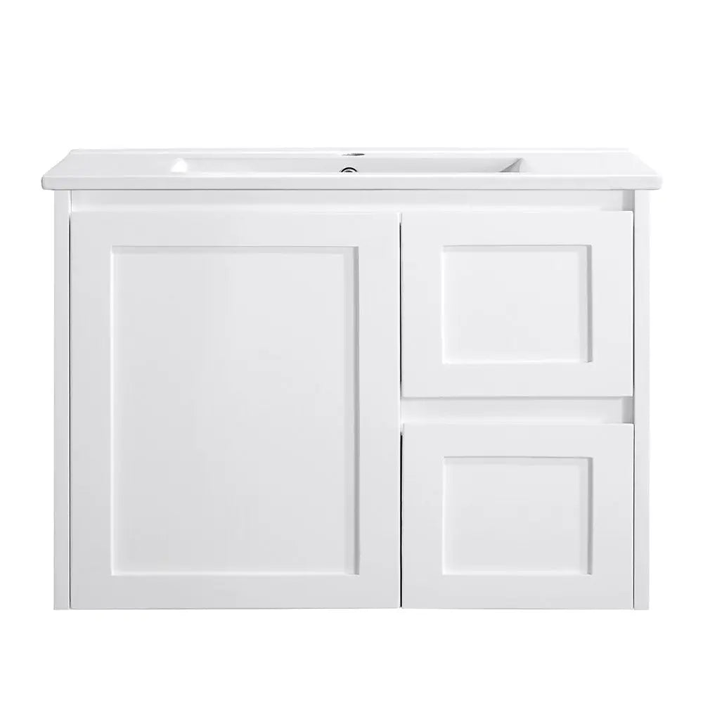 Hera Bathware Lori Gloss White Wall Hung Vanity with Drawers on Right - 750mm 499.00 at Hera Bathware