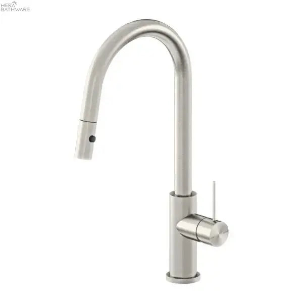 Nero MECCA Pull-Out Sink Mixer with Vegie spray function - Brushed Nickel  at Hera Bathware