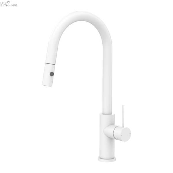 Nero MECCA Pull-Out Sink Mixer with Vegie spray function - Matte White 525.69 at Hera Bathware