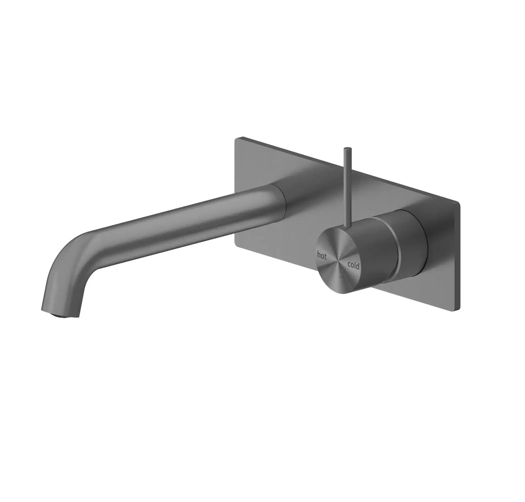 Nero MECCA Brushed Bronze Wall Basin Mixer Spout handle up 160mm | Hera Bathware