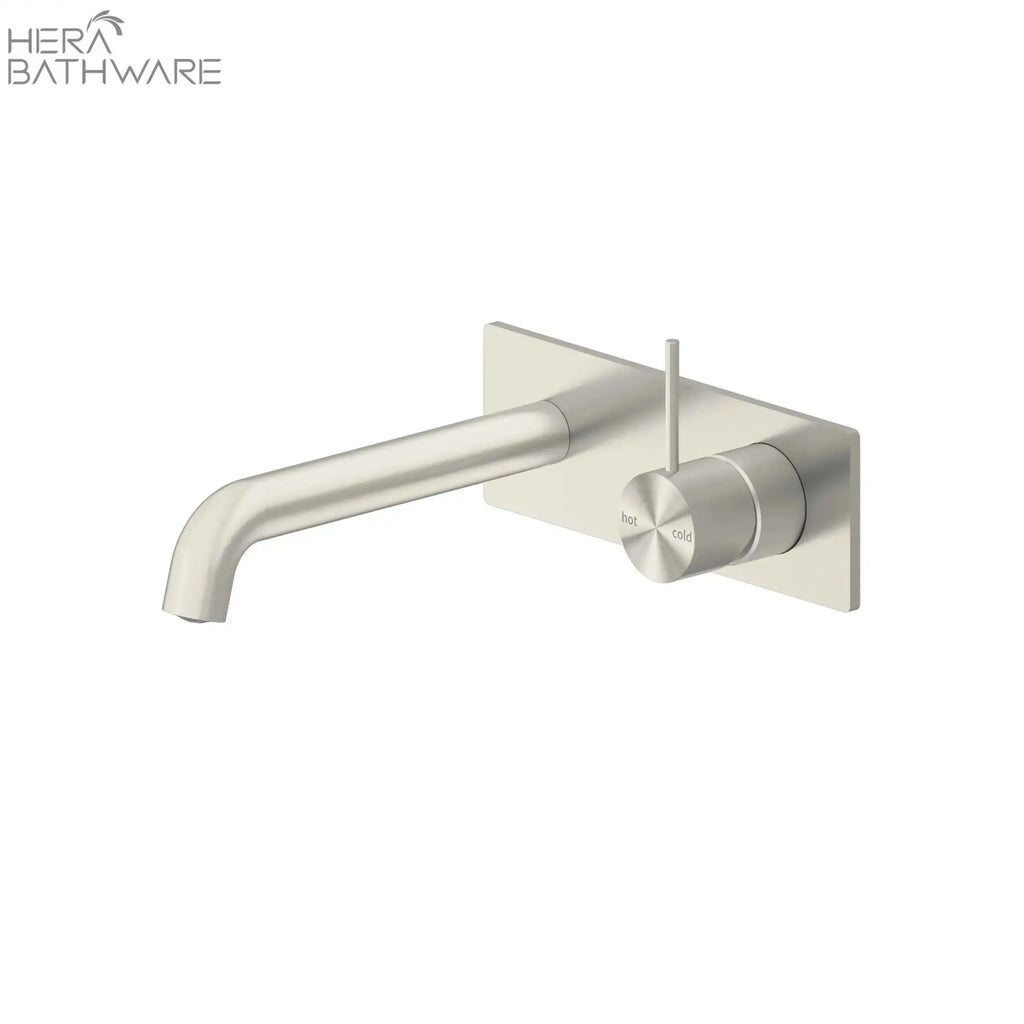 Nero MECCA Brushed Bronze Wall Basin Mixer Spout handle up 160mm | Hera Bathware