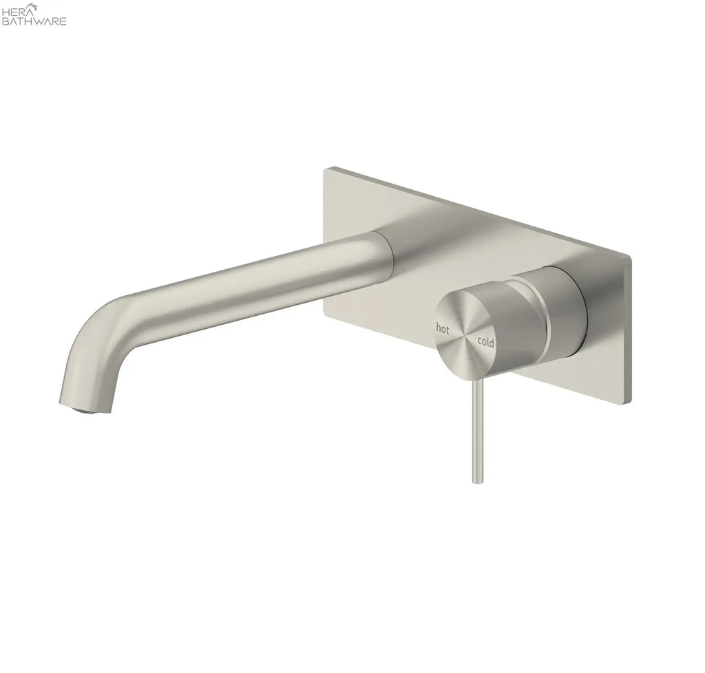 Nero MECCA Brushed Nickel Wall Basin Mixer Spout, 160/185/230mm 490.05 at Hera Bathware