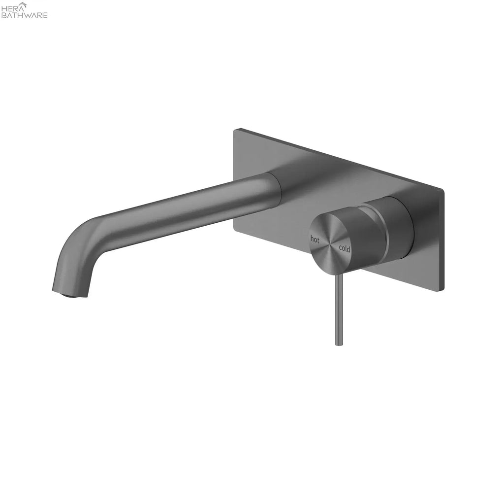 Nero MECCA Gun Metal Wall Basin Mixer Spout, 160/185/230mm 534.60 at Hera Bathware