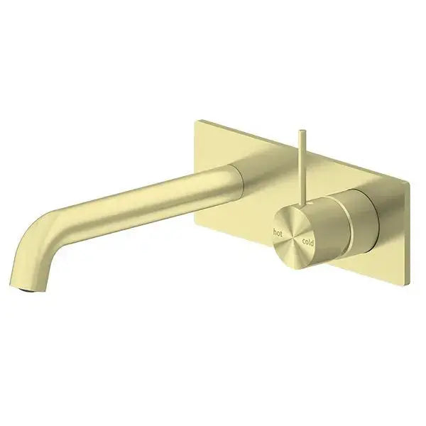 Nero MECCA Brushed Bronze Wall Basin Mixer Spout handle up 160mm | Hera Bathware