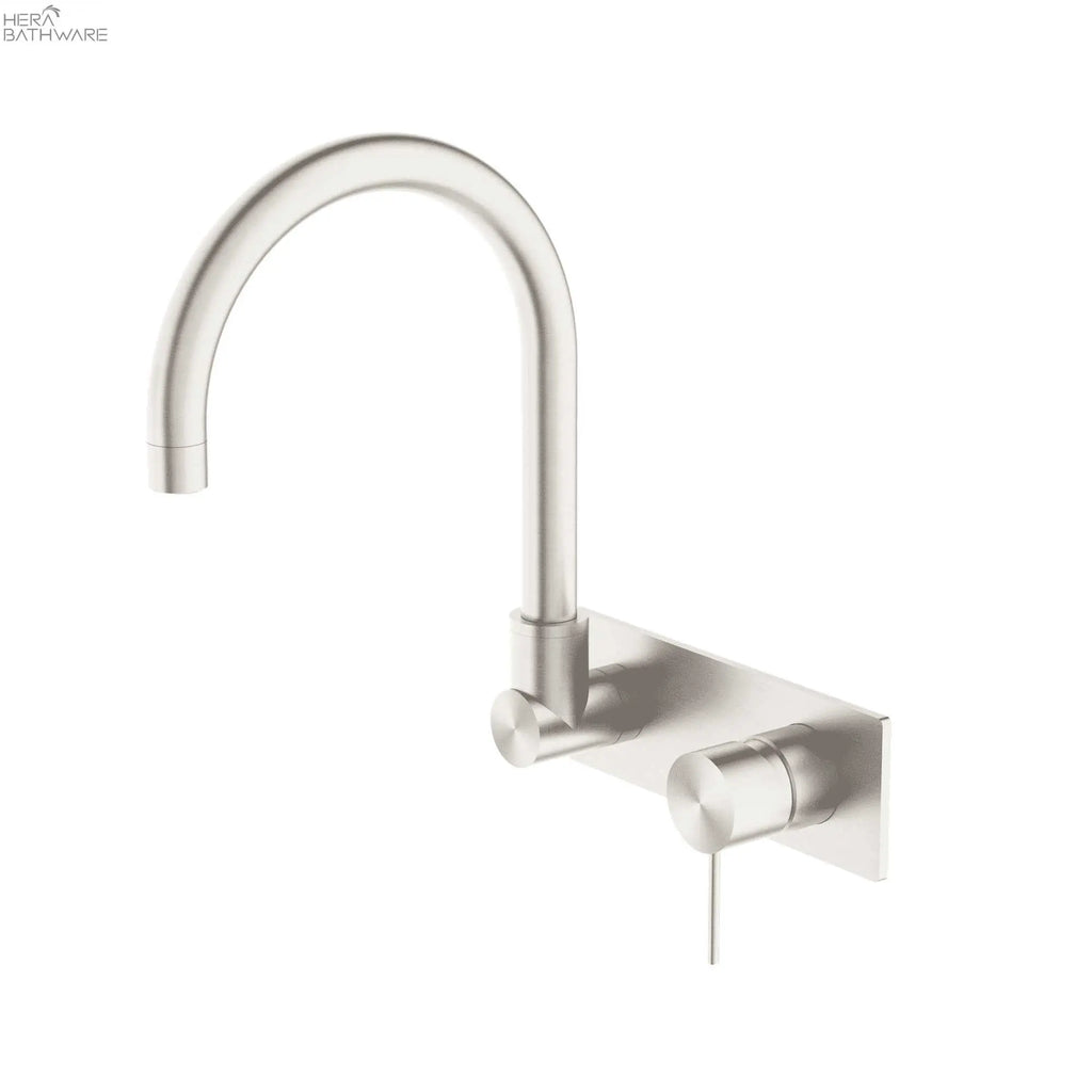 Nero MECCA Wall Basin Mixer Swivel Spout - Handle Down | Hera Bathware