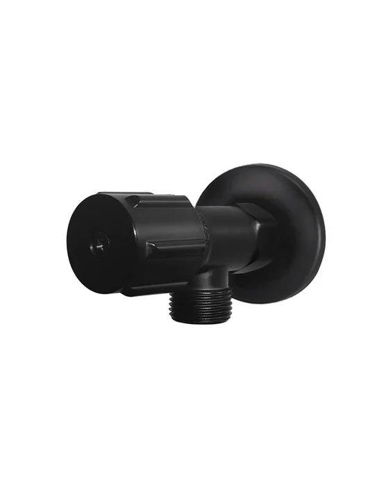 Round Mini Stop Cistern Tap with backplate - Matte Black - Hera Bathware