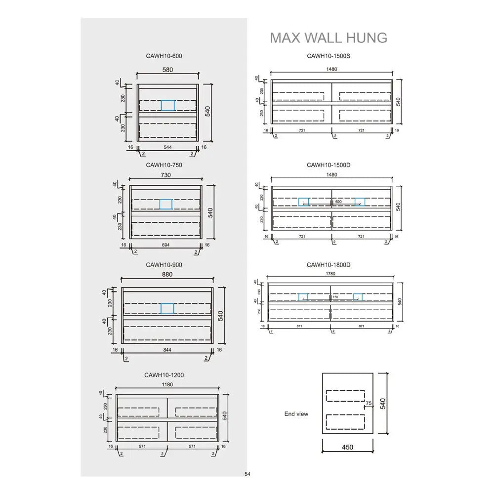 Aulic Max Timber Look Wall Hung Vanity 600mm 539.00 at Hera Bathware