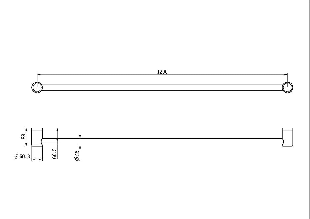 Nero Mecca Care 32mm Grab Rail 1200mm  at Hera Bathware