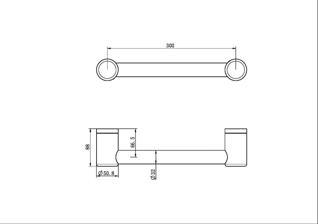 Nero Mecca Care 32mm Grab Rail 300mm 0.00 at Hera Bathware