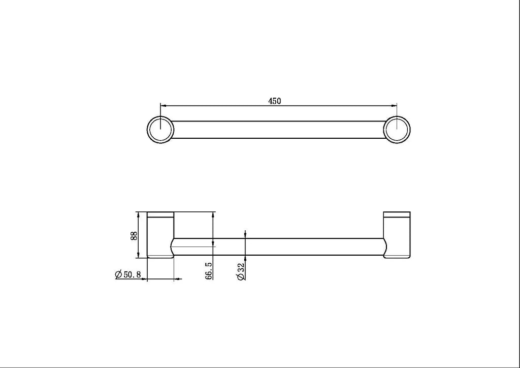 Nero Mecca Care 32mm Grab Rail 450mm 0.00 at Hera Bathware