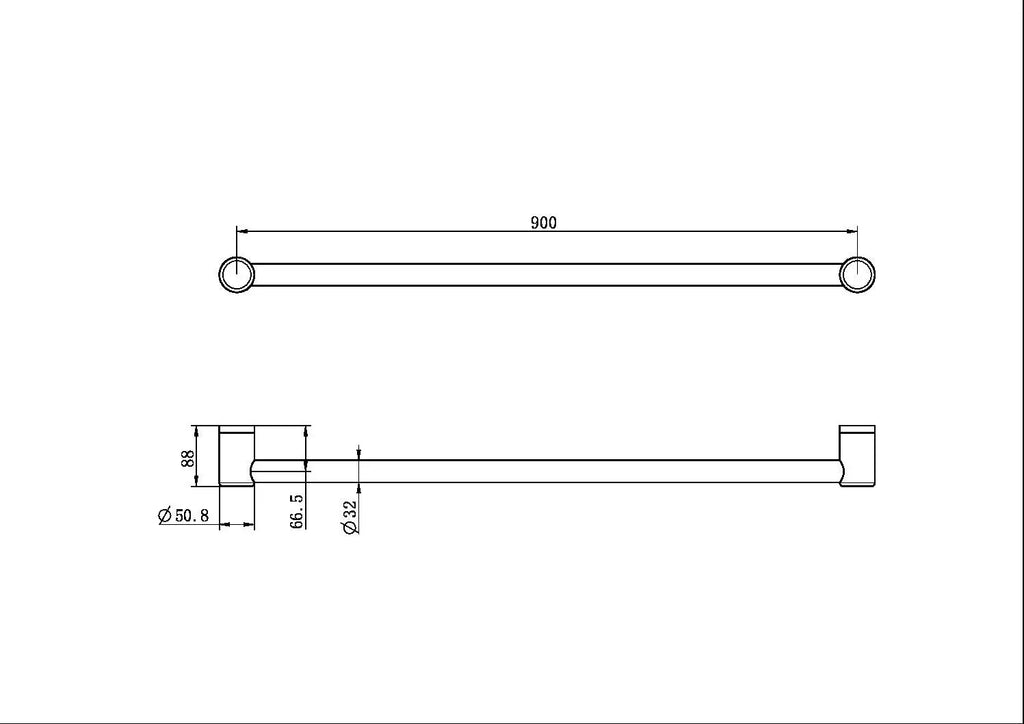 Nero Mecca Care 32mm Grab Rail 900mm NRCR3230 0.00 at Hera Bathware