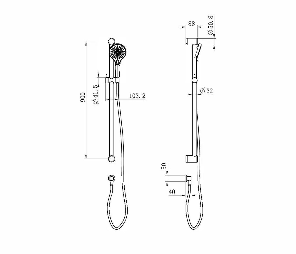 Nero Mecca Care 32mm Grab Rail and Adjustable Shower Rail Set 900mm NRCS005 0.00 at Hera Bathware