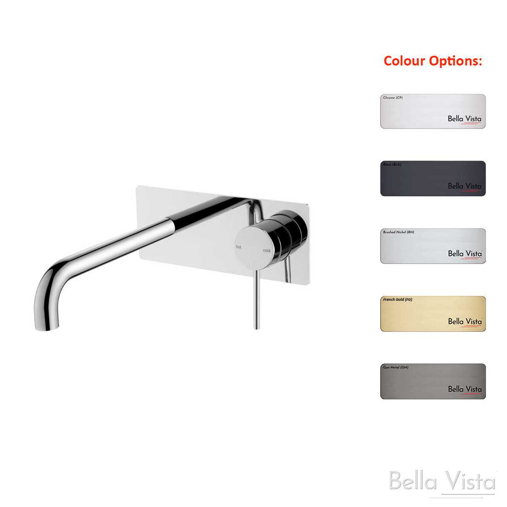 Bella Vista Mica Combo mixer and spout with Back Plate - Chrome, Black, Brushed Nickel, Gunmetal, French Gold  at Hera Bathware