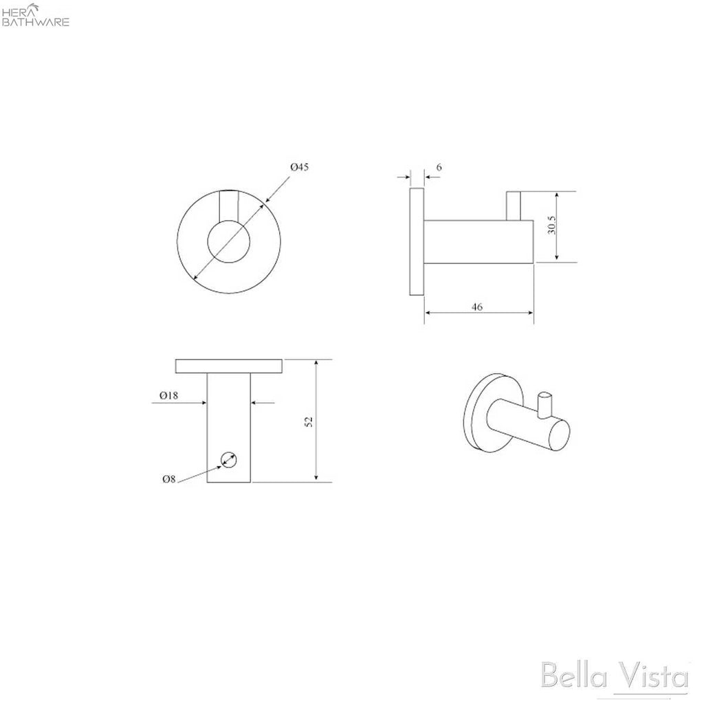 Bella Vista Mica Robe Hook | Hera Bathware
