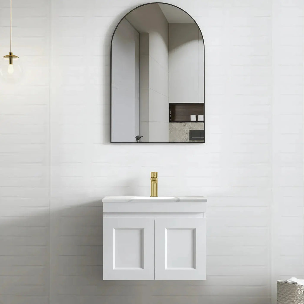 Hera Bathware Milan Satin White 600mm Wall Hung Vanity 691.85 at Hera Bathware