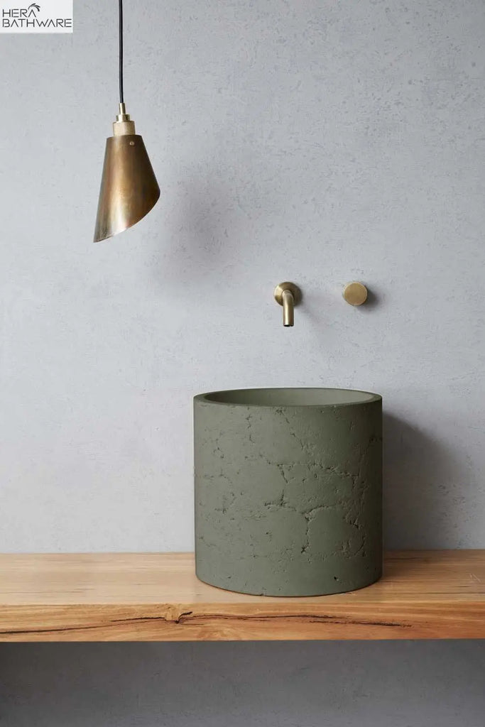 nood co. Millie Raw Basin (formerly Malta) (Olive) | Hera Bathware