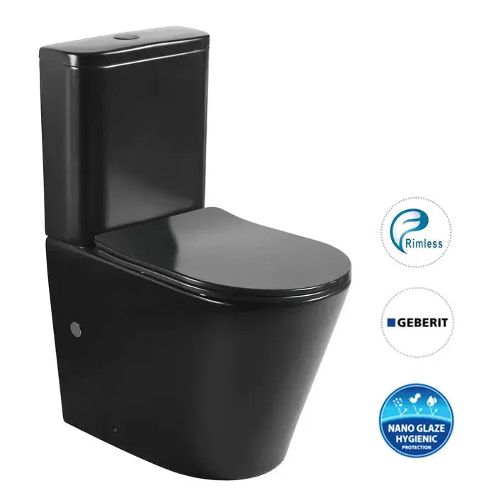 Inspire Bathware OASIS BLACK RIMLESS TOILET SUITE - GIBERIT CISTERN | Hera Bathware