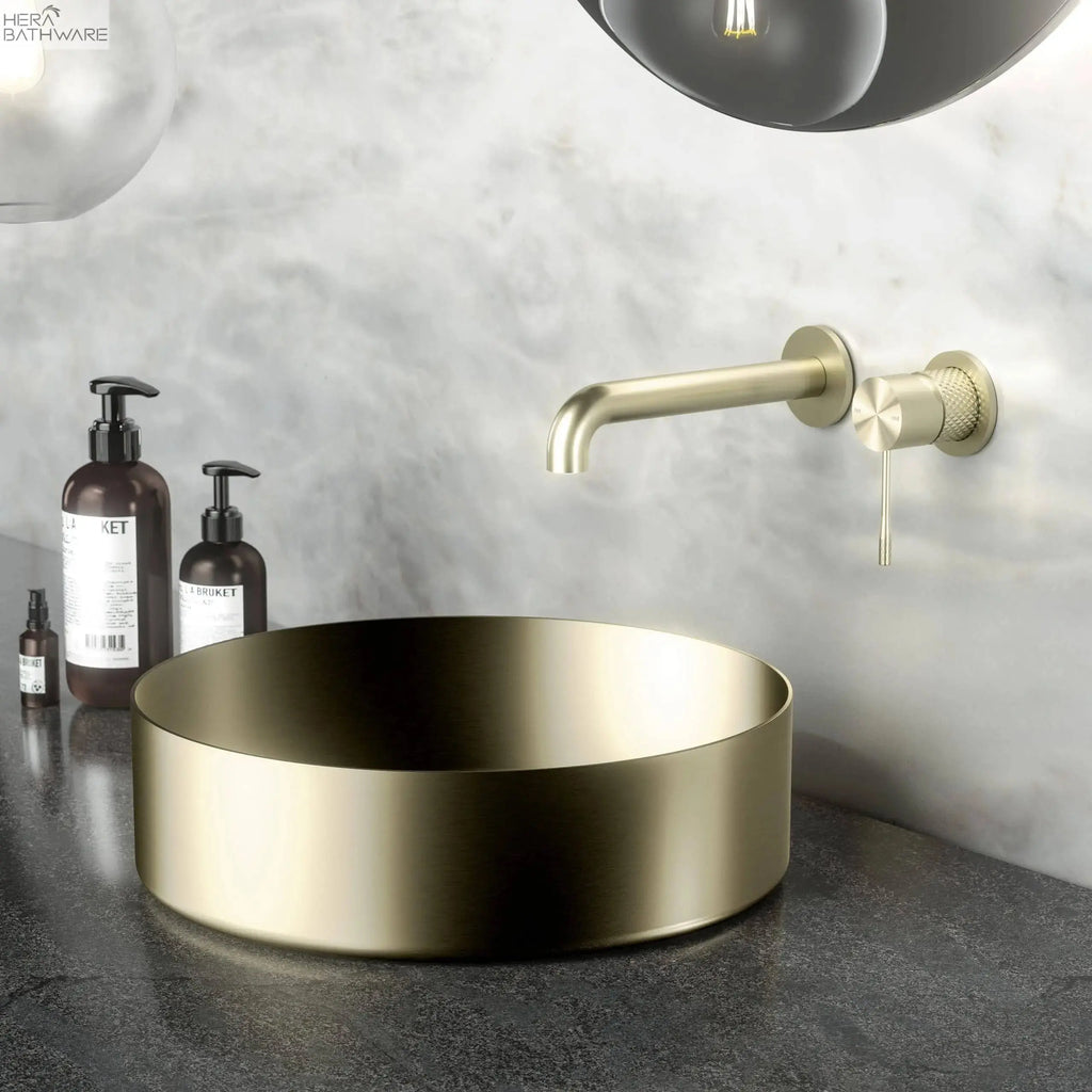 Nero OPAL Stainless Steel Round Basin - Brushed Gold  at Hera Bathware