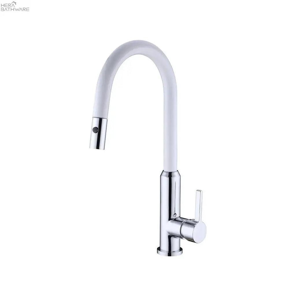 Nero PEARL Pull-Out Sink Mixer with Vegie spray function - Cool White  at Hera Bathware