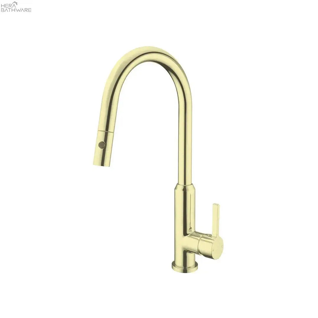 Nero PEARL Pull-Out Sink Mixer with Vegie spray function - Brushed Gold  at Hera Bathware