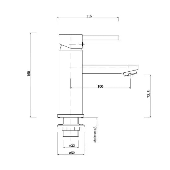 Aquaperla Pentro Brushed Yellow Gold Round Basin Mixer 299.00 at Hera Bathware