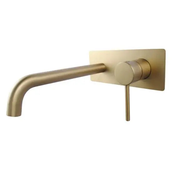 Aquaperla Pentro Brushed Yellow Gold Wall Mixer With Round Spout 129.00 at Hera Bathware