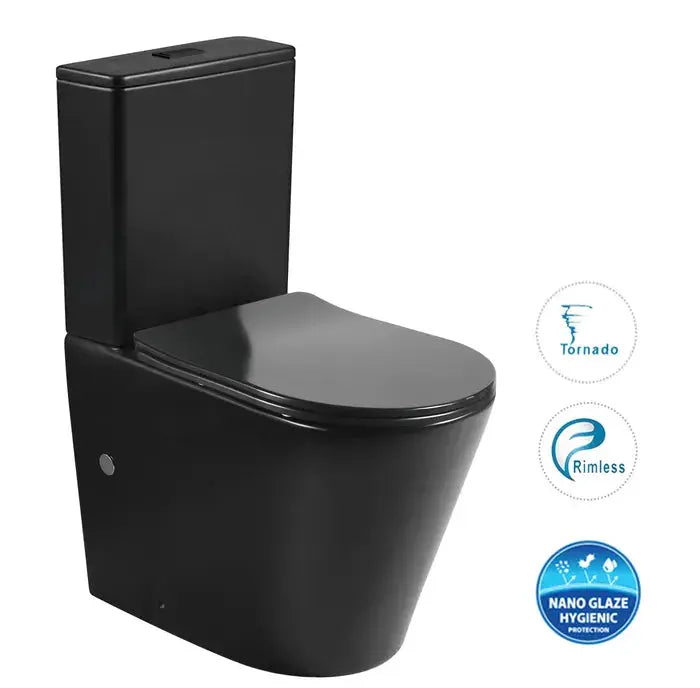 Inspire Bathware RADIANT MATTE BLACK TOILET SUITE SLIM SEAT - R&T CISTERN | Hera Bathware