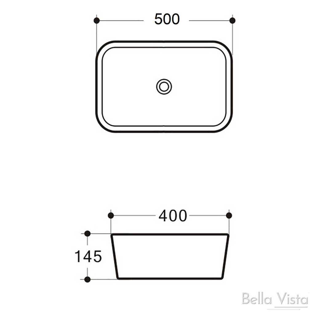 Hera Bathware Rectangle Ceramic Basin - 500x400x145mm 201.00 at Hera Bathware