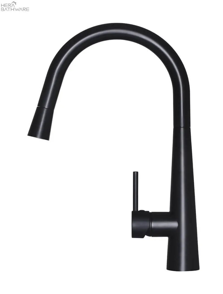 Meir Round Pull Out Kitchen Mixer Tap - Matte Black | Hera Bathware