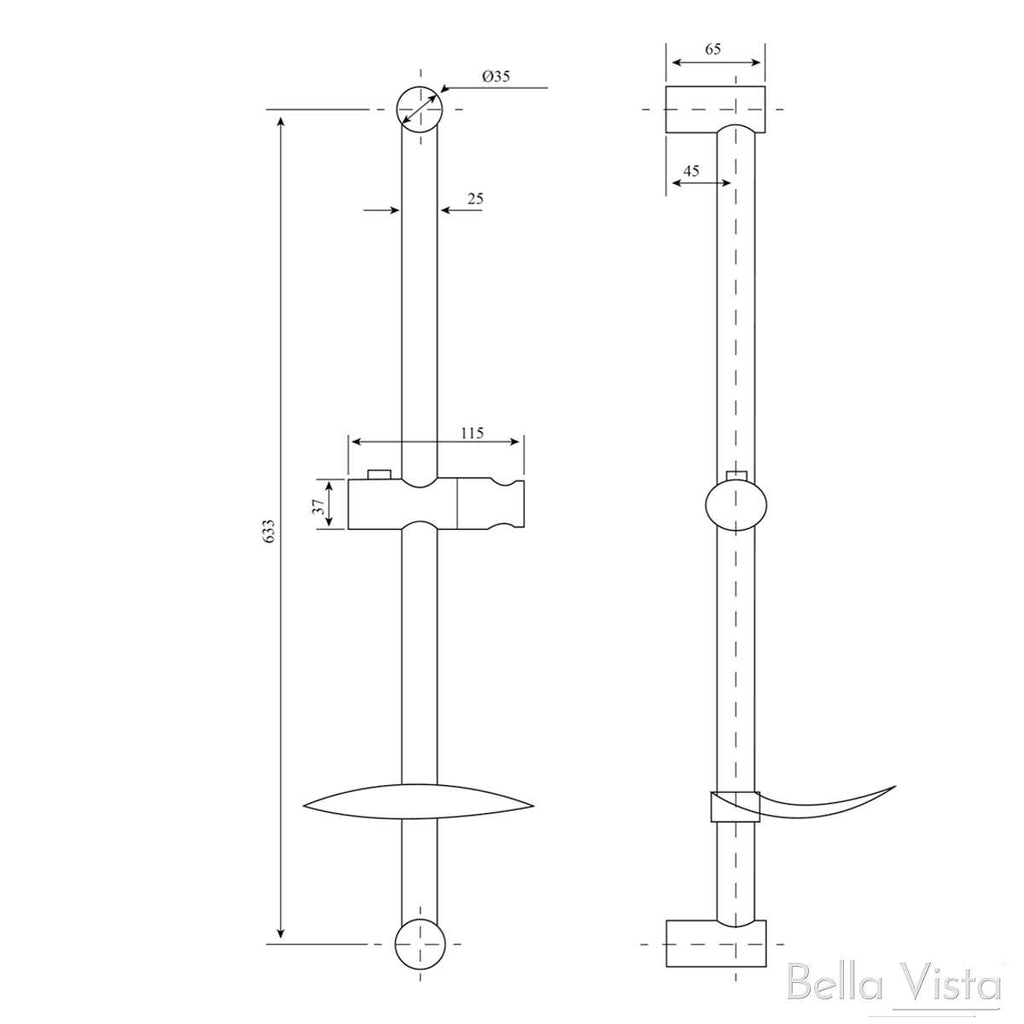 Bella-Vista Round Shower Rail 0.00 at Hera Bathware