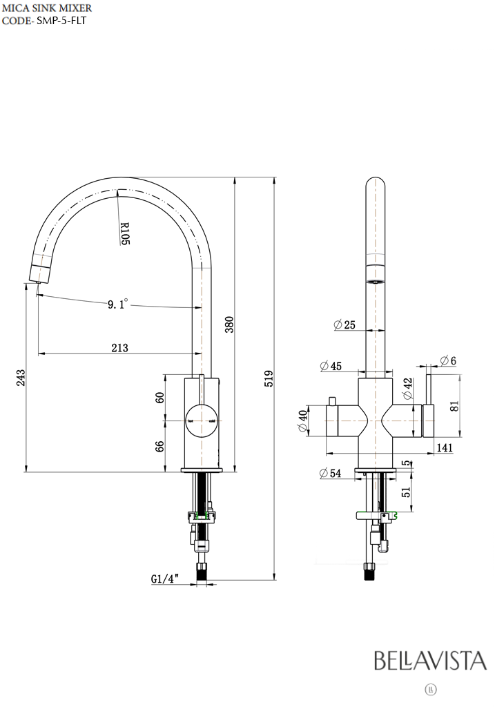 3-way Filter Sink Mixer - Hera Bathware